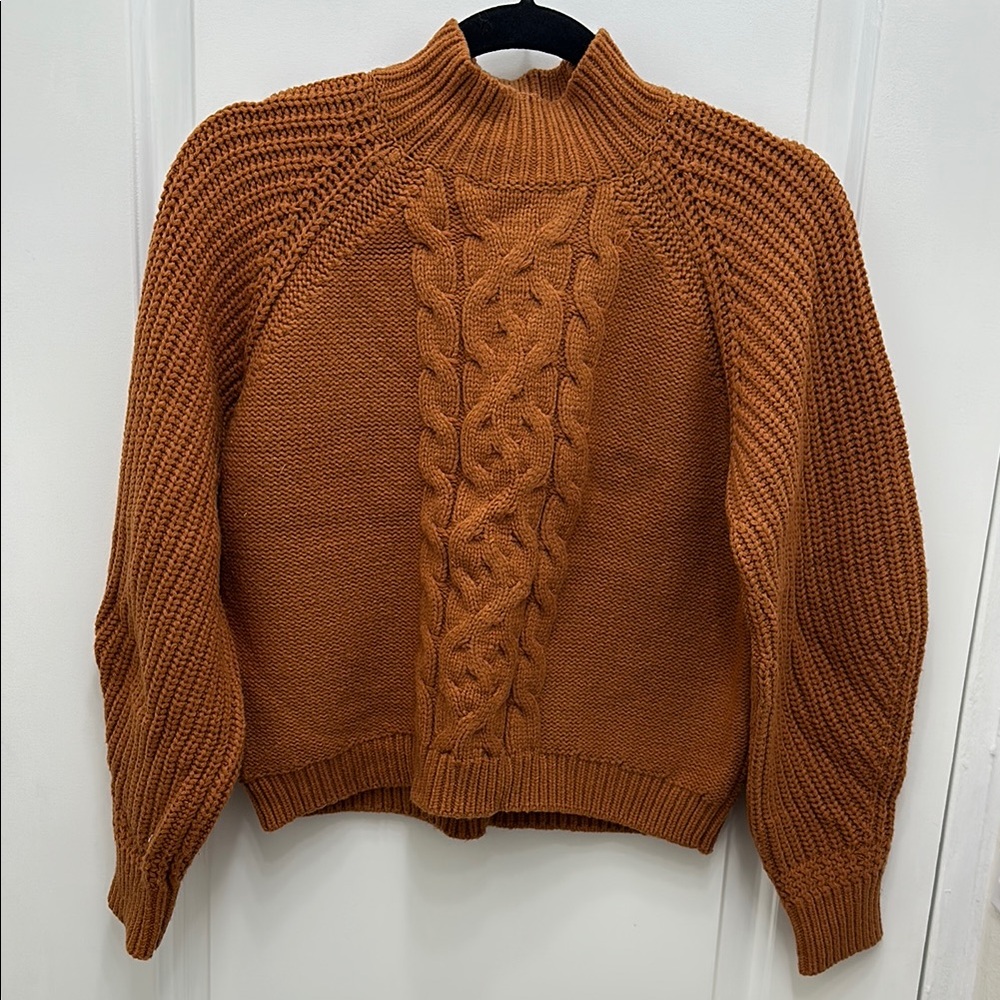 Chunky Knit Cable Sweater - Rust- NEW